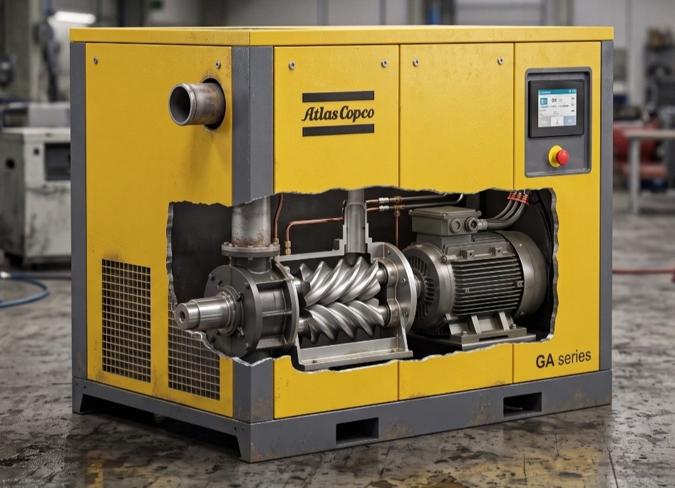 Atlas Copco industrial screw air compressor.